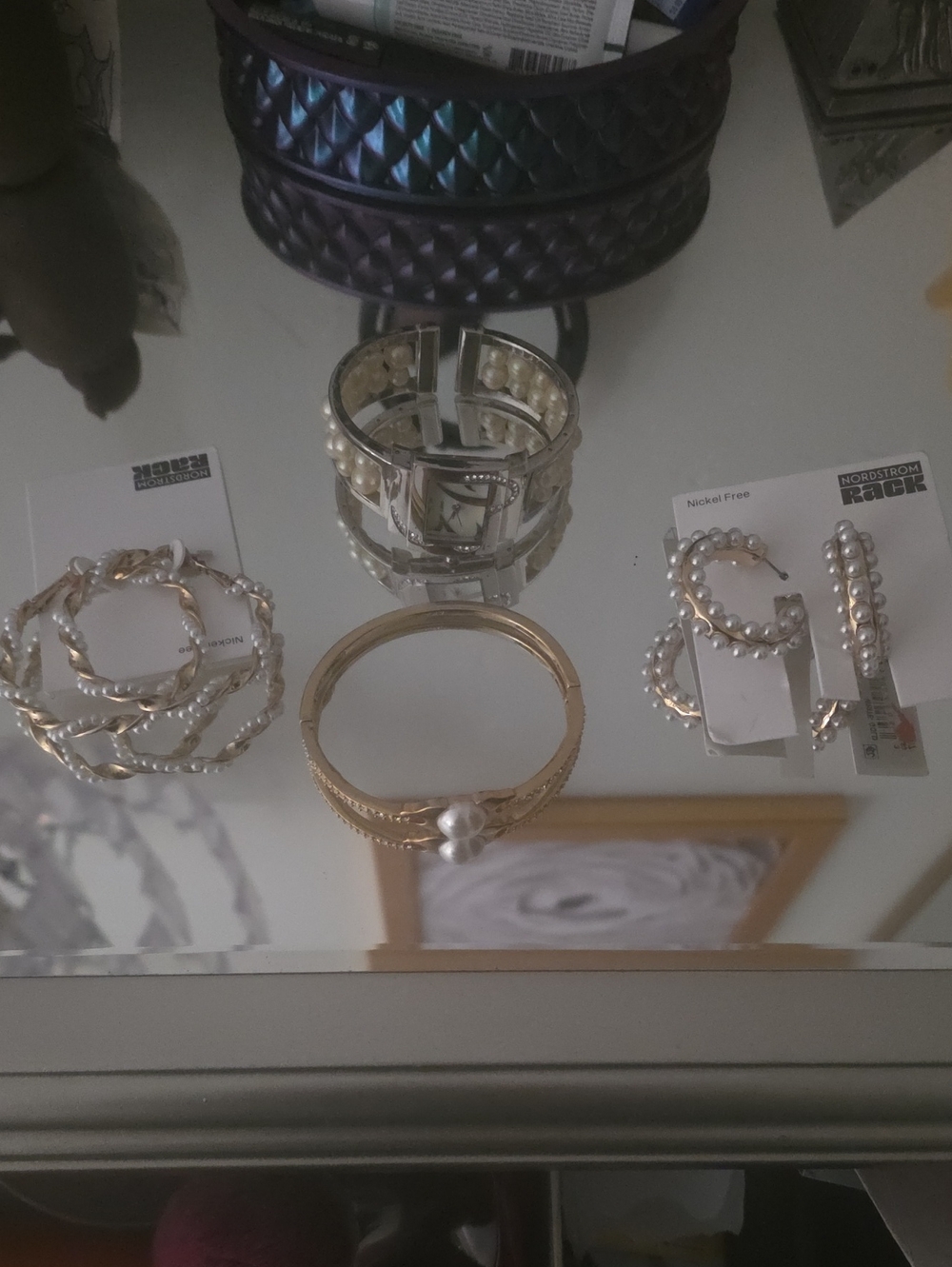 Nordstrom Gold and Pearl Mixed Bangle Set